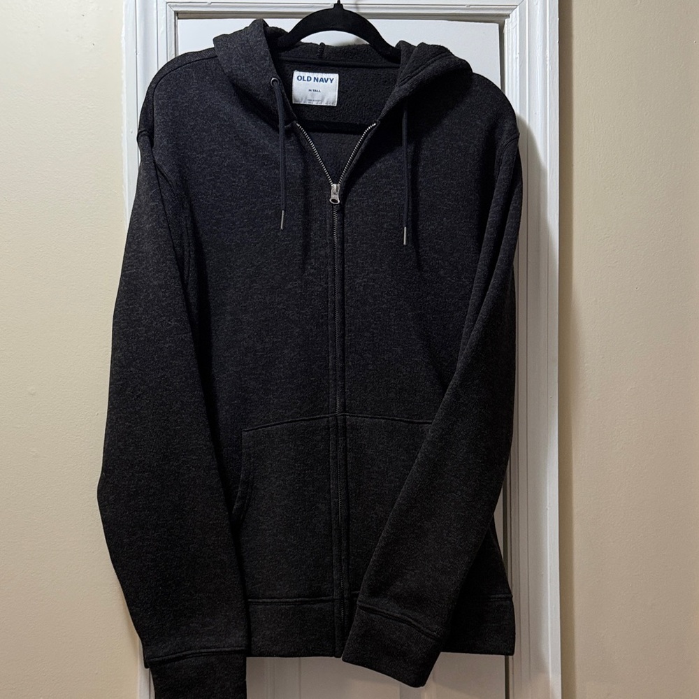 Old Navy Heathered Black Zip Up Hoodie Super Soft